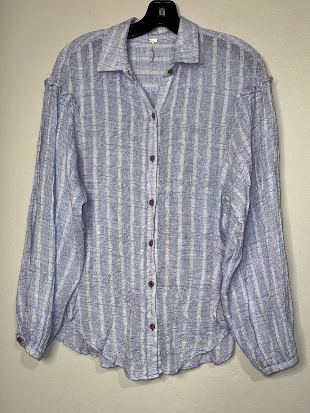 Free People Light Blue & White Striped Button-Down Shirt - Picture 2 of 10